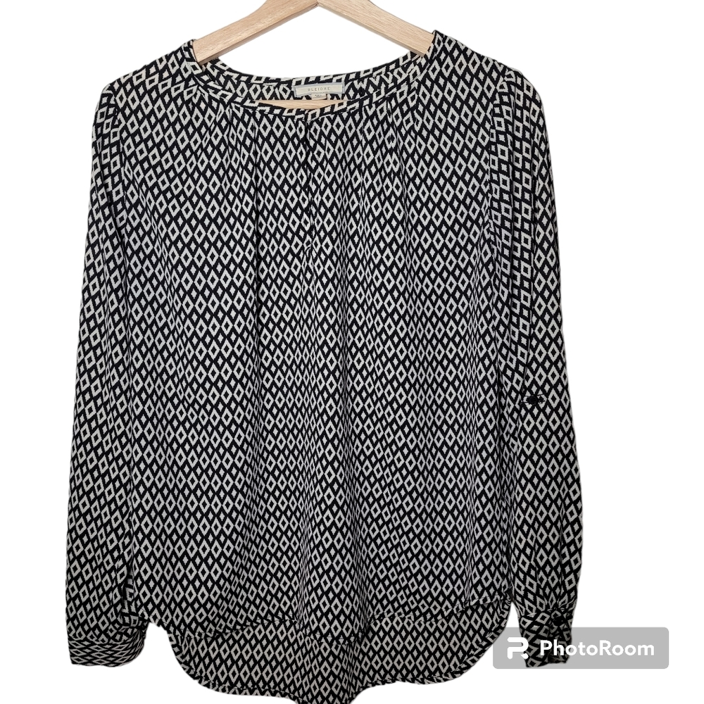 Pleione Abstract Diamond Print Work Office V Tunic Size Small
